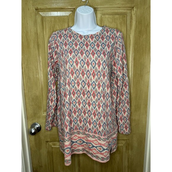 J. Jill Women's Luxe Supima Cottone Tribal Print Tunic Top Aztec Size Small - Picture 1 of 7